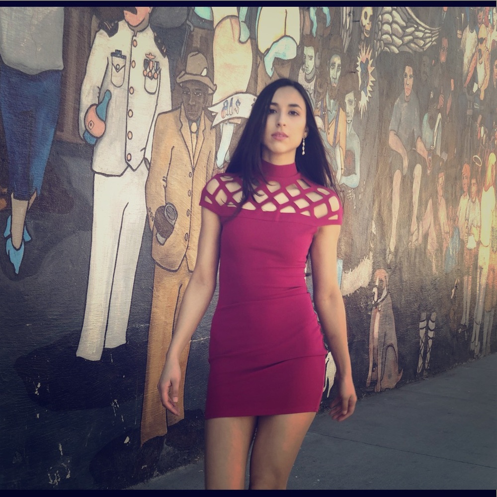 Red abstract dress